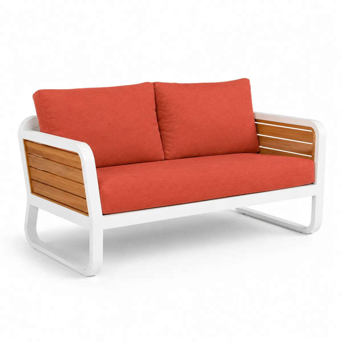 Sofa ogrodowa dwuosobowa aluminiowa 140 cm czerwona