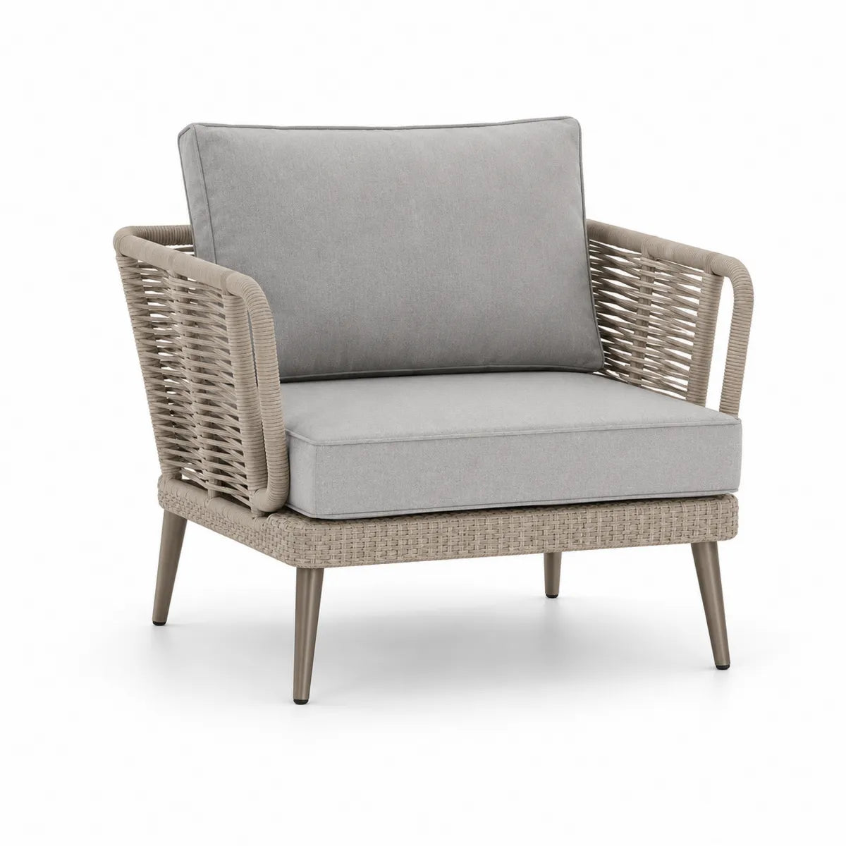 Fotel ogrodowy z aluminium i szarego poliestru 80 cm x 75 cm x 70 cm