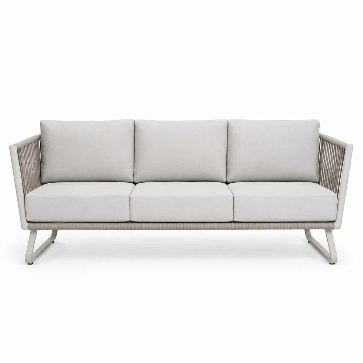 3-osobowa sofa ogrodowa aluminiowa szara 215cm