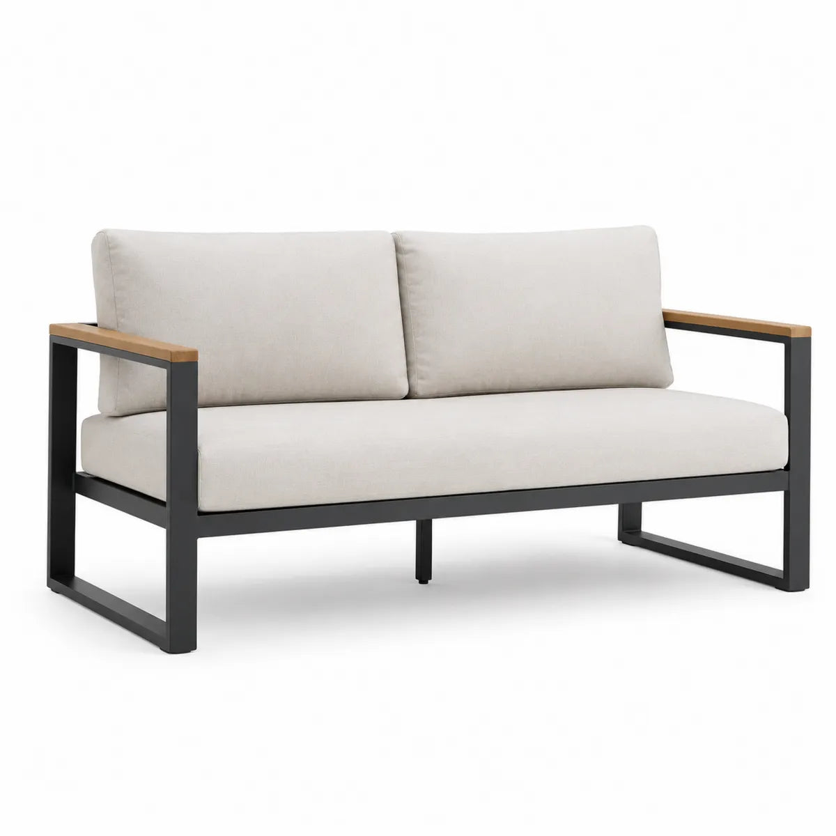 Sofa ogrodowa beżowa metalowa z poduchami 180x80x70 cm