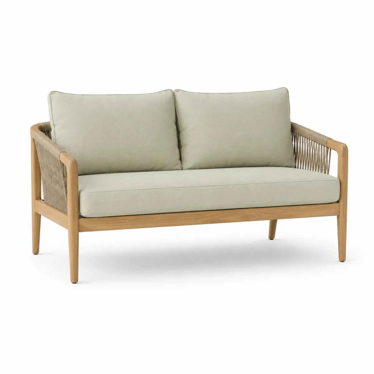 Sofa ogrodowa 2-osobowa drewno teak tkanina poliestrowa 150 cm
