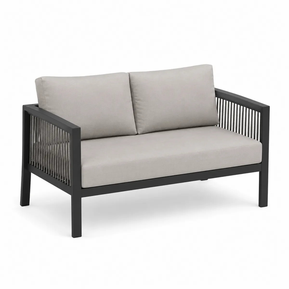 Dwuosobowa sofa ogrodowa aluminium 140 cm szara czarna