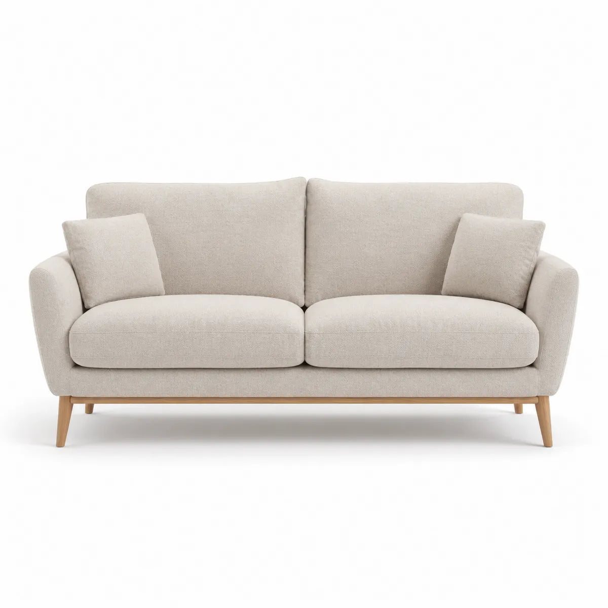 Sofa trzyosobowa beżowa poliester drewno dębowe 210cm