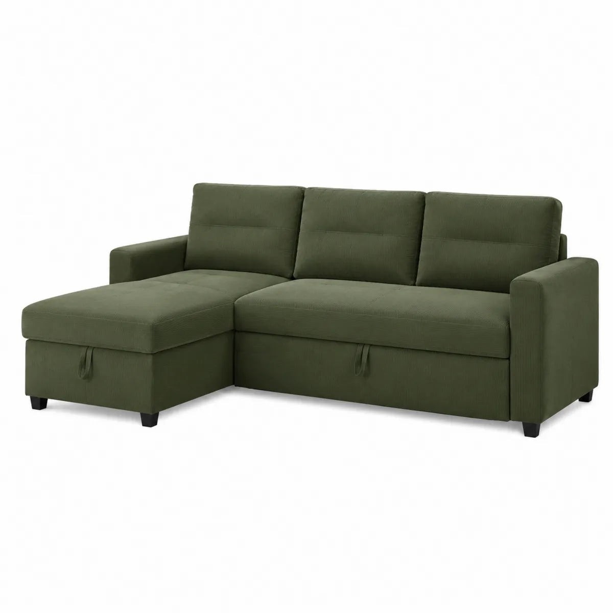 Sofa narożna rozkładana zielona z poliestru