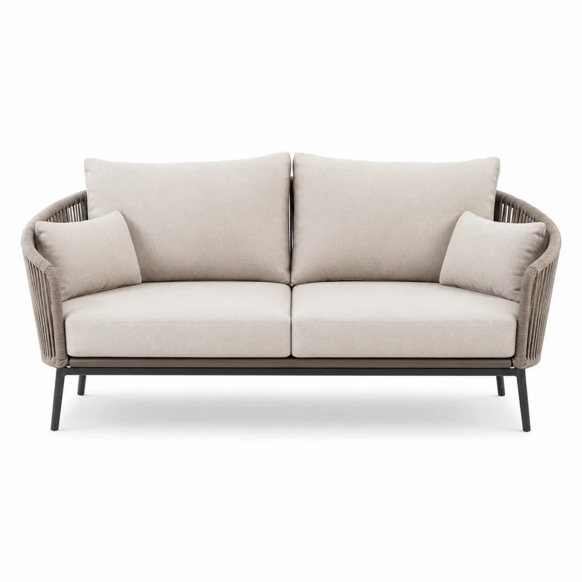 Sofa z aluminium z beżowymi poduszkami 180cm