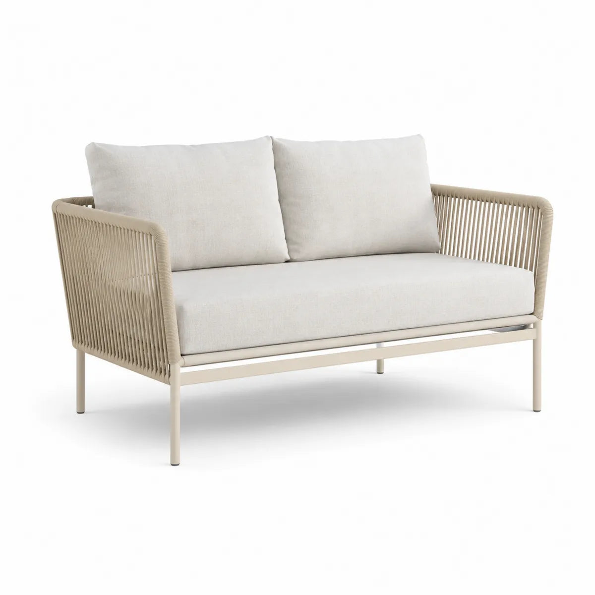 Sofa ogrodowa metalowa beżowa 120 cm