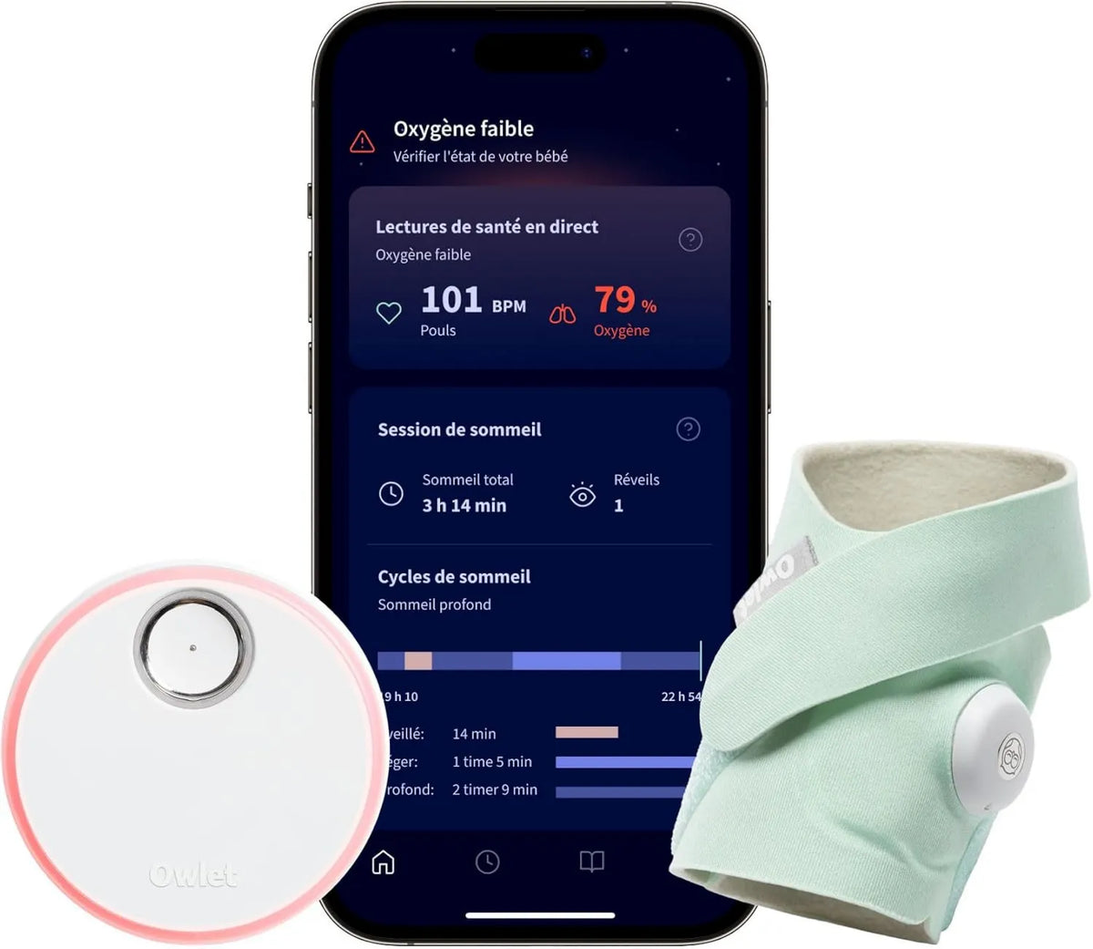 Owlet, Dream Sock ® Mint, do inteligentnego systemu nadzoru nad dziećmi, śledzenia na żywo częstotliwości kardycznej i tlenu żywności