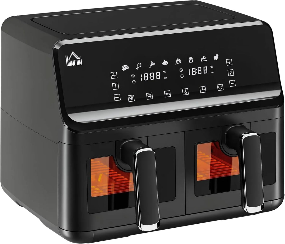 Frytkownica, 2500 W, 8 programów, powłoka nieprzywierająca, HOMCOM Dual Zone frytkownica na gorące powietrze
