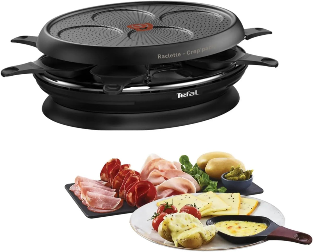 Tefal, płyta grzewcza, powłoka nienakładająca się, czarna, maszyna do racette, 8 osób