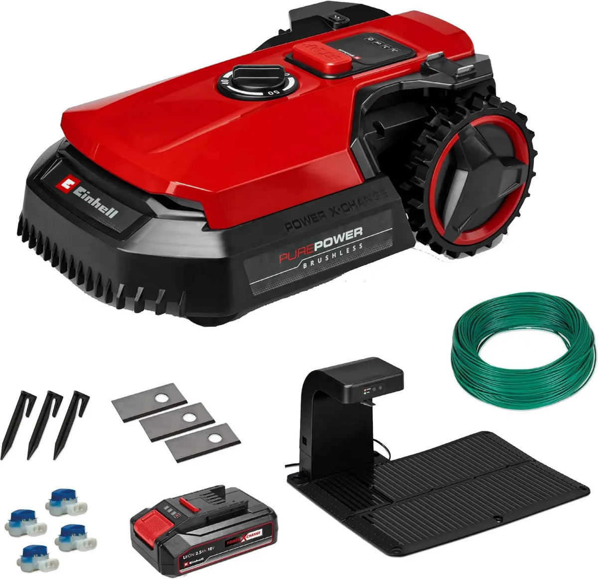 IPX5 FREELEXO 500 kosiarka, 500 m², 2,5 Ah, sterowanie WiFi, Einhell Power X-Change robot kosiarka, sterowana aplikacją, aktualizacje Over-the-Air
