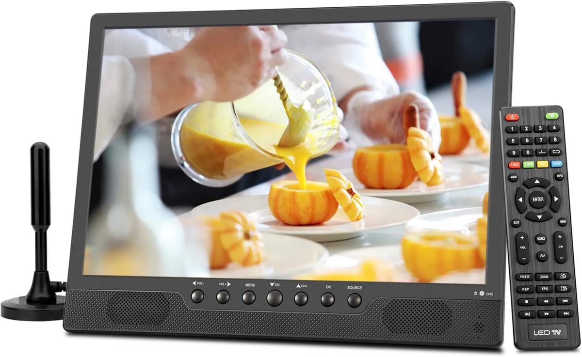 DVB-T2 telewizor Smart TV, 14,0', 1366 x 768, zdalne sterowanie, KCR Przenośny telewizor 14,0', akumulator do ponownego ładowania, gniazdo słuchawkowe