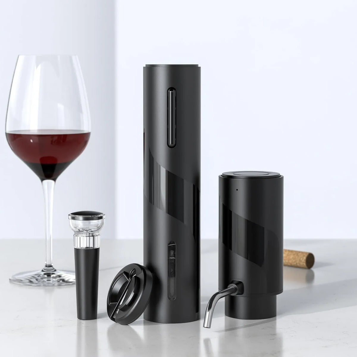 Kavydens, wyrzutnia, USB wielokrotnego ładowania, dla stron i użytku, 4 w 1 elektryczny zestaw korkociąg, z dekanterem, aerator wina
