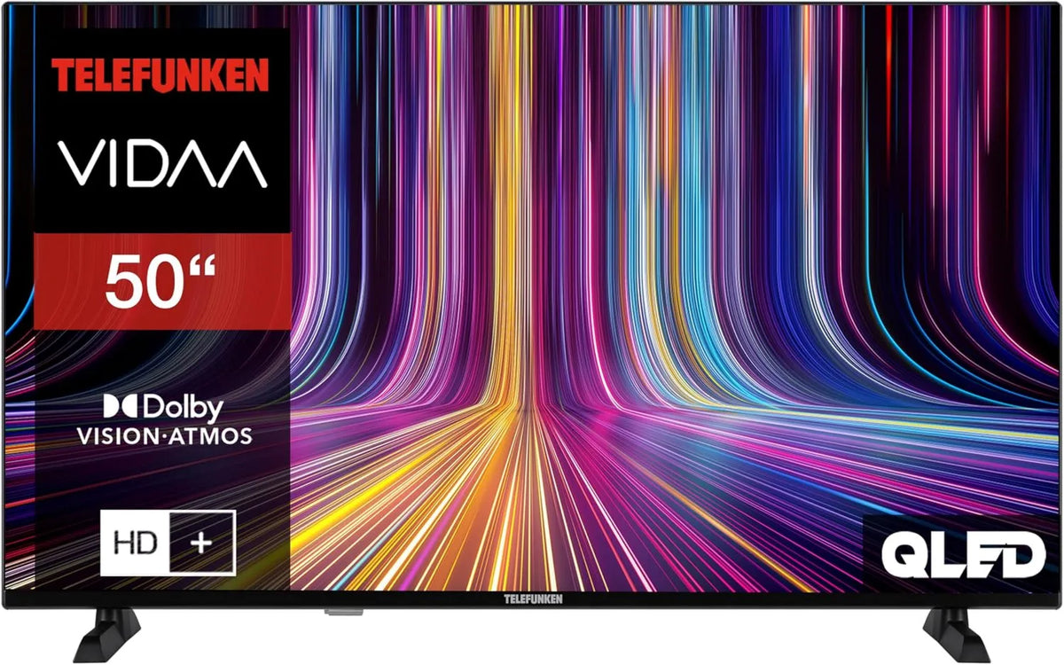QU50VP750S telewizor Smart TV, Telefunken QLED VIDAA Smart TV 50' 4K UHD, HDR z Dolby Vision, Dolby Atmos, potrójny tuner i 6 miesięcy HD+ w zestawie