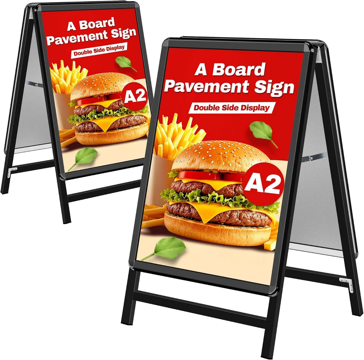 WIIGO, Produkt Stop Trottoir Zewnątrz, Trottoir Panel A2, A- Board Podwójny plakat twarzy, Znak reklamowy, Restauracje i Parkingi, Czarny