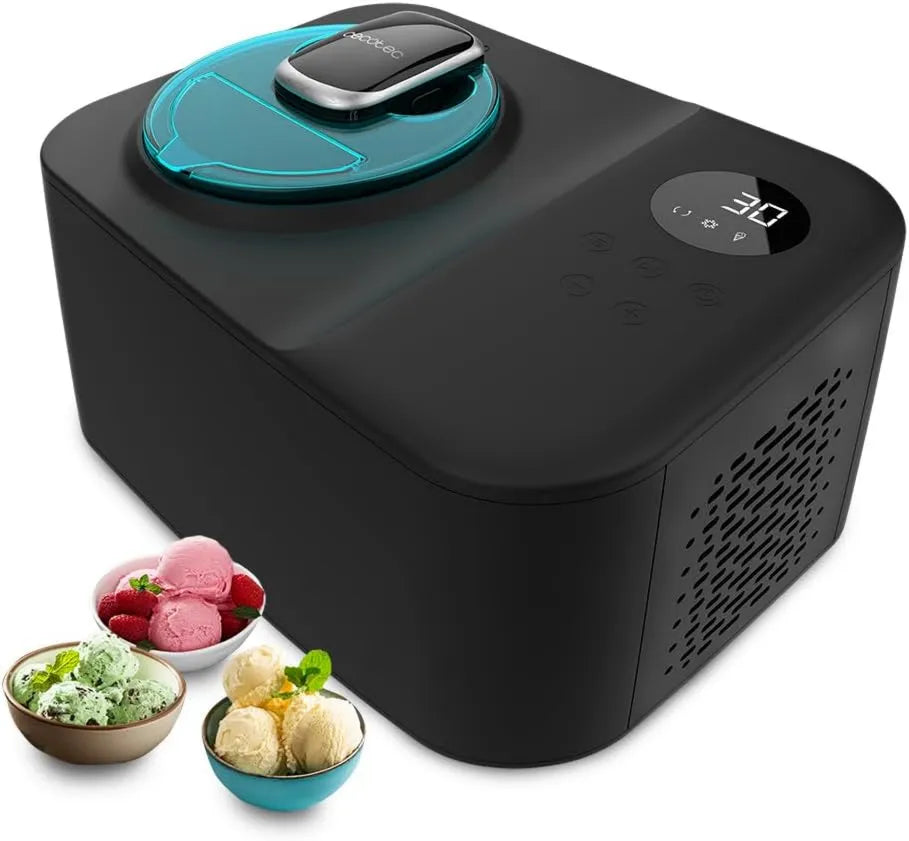 Cecotec kompresor, 1,5 L, 150 W, sterowanie dotykowe, praca automatyczna, ekran dotykowy, okienko sterowania, wyjmowany silnik, lody w 30 minut