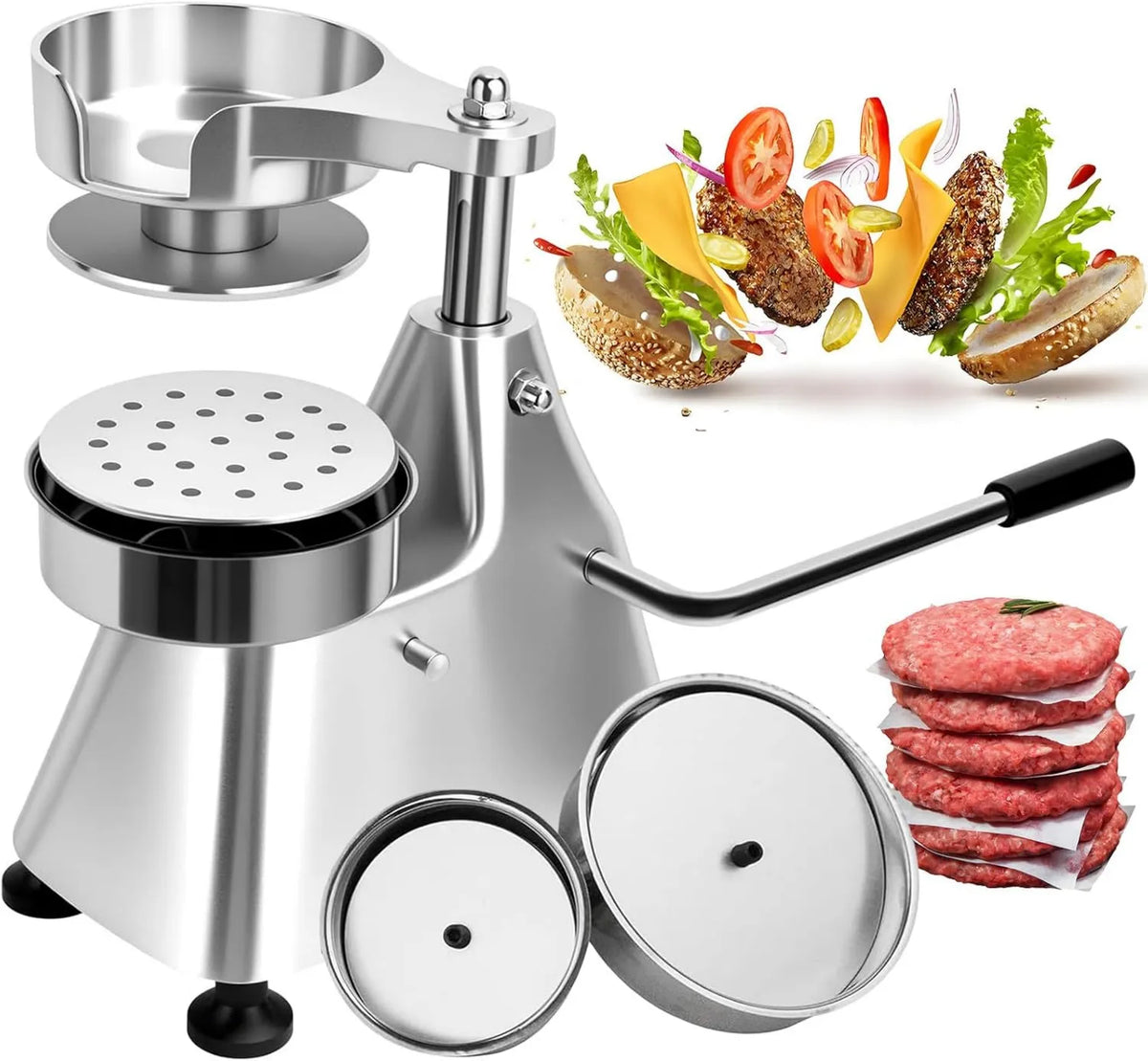 Generic, Hamburger, 10, 2 cm, 12, 7 cm, stal nierdzewna, do ciasta 10-częściowego