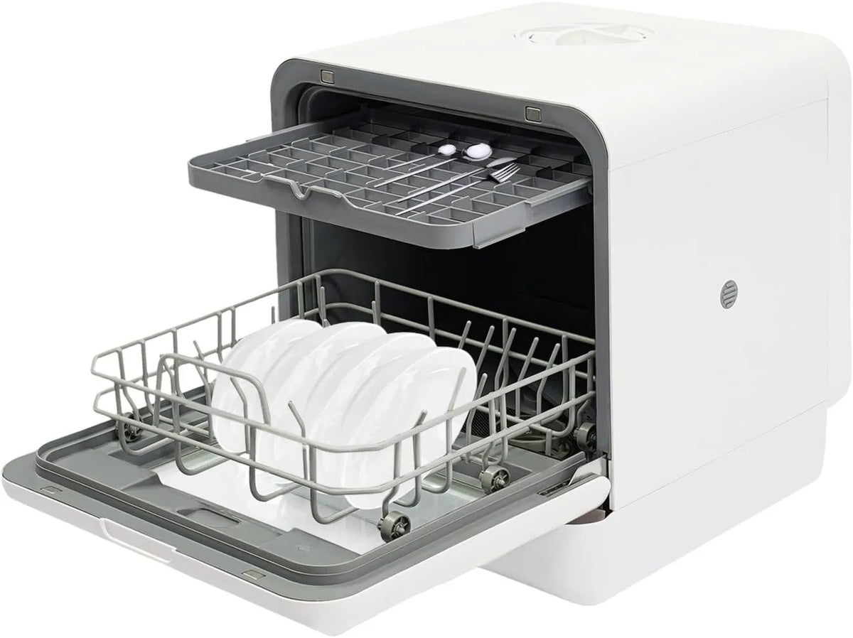 QRANSEUYXY zmywarka kompaktowa, Zmywarka, 6 l, 1100 W, kompaktowy przenośny z 4 trybami prania, duży zbiornik, 2 poziomów prętów i podparcie miski