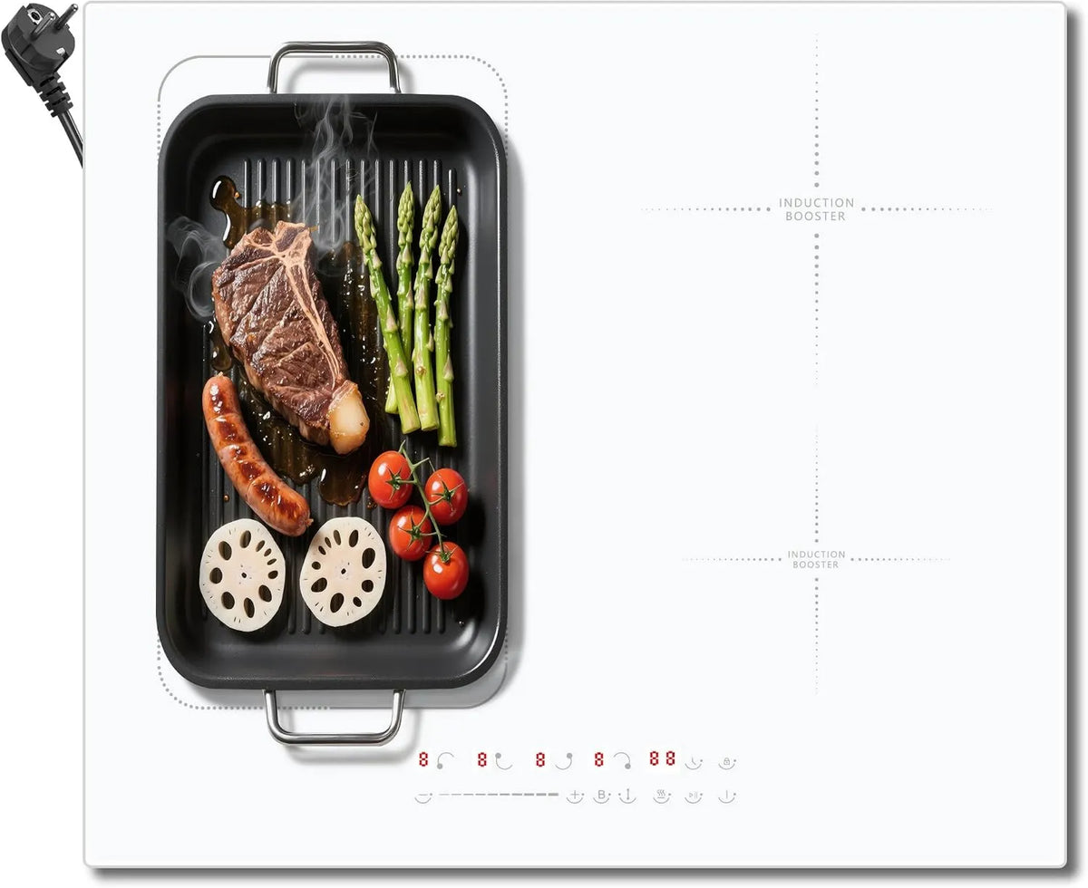Cooksir płyta grzewcza, Płyta indukcyjna, 60 CM, 4 pola grzewcze, 3500 W, stół indukcyjny gotowania, Boost, dotyk, blokada, zwrotny, licznik, ciepłe uchwyty