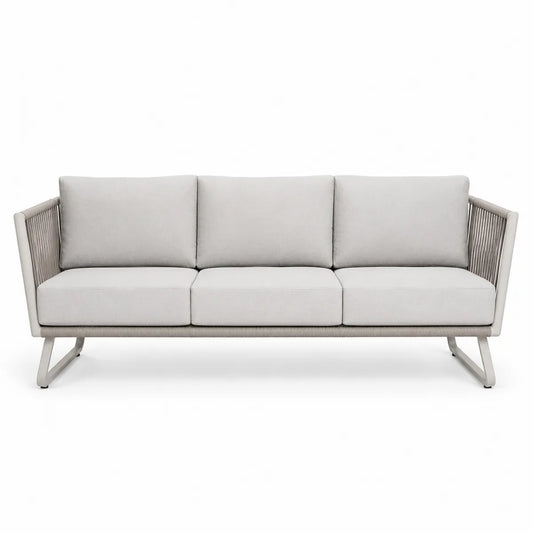 3-osobowa sofa ogrodowa aluminiowa szara 215cm