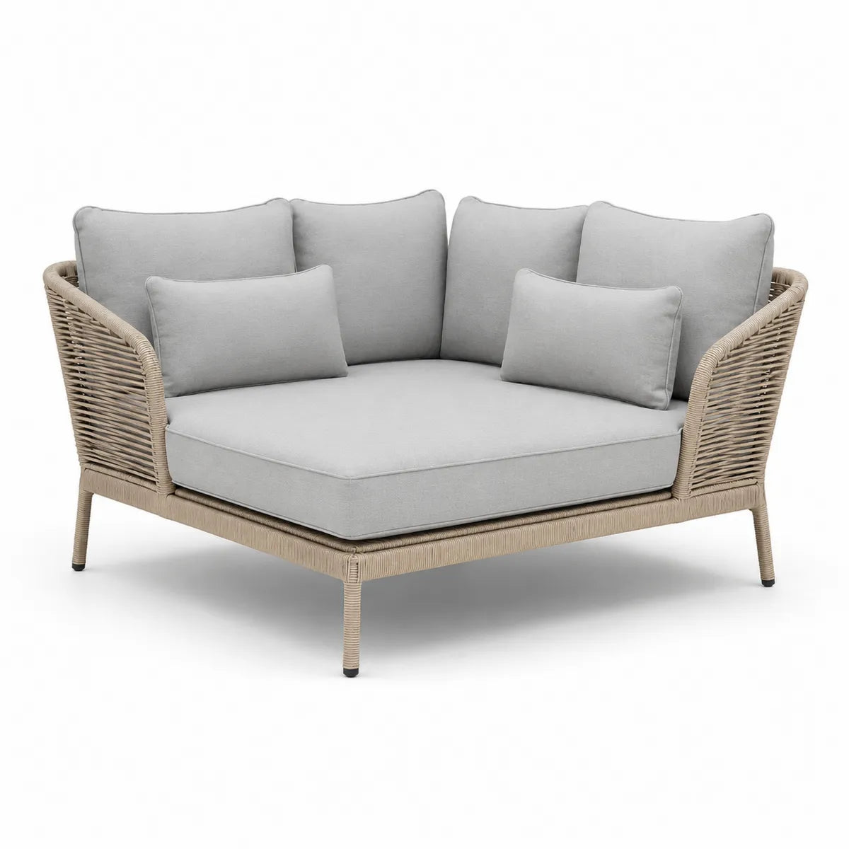 Sofa ogrodowa narożna tkanina aluminiowa beżowa
