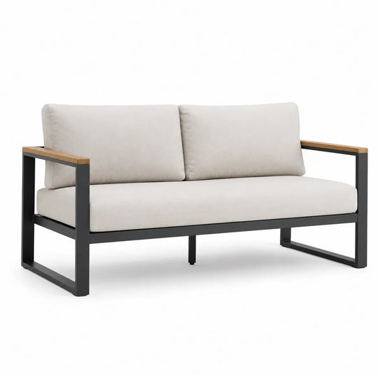 Sofa ogrodowa beżowa metalowa z poduchami 180x80x70 cm