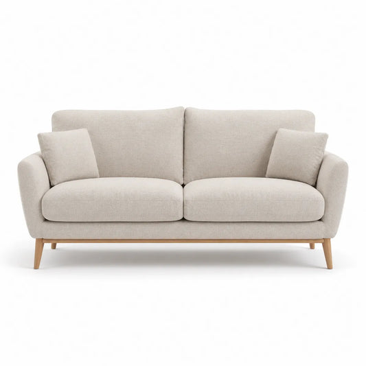 Sofa trzyosobowa beżowa poliester drewno dębowe 210cm