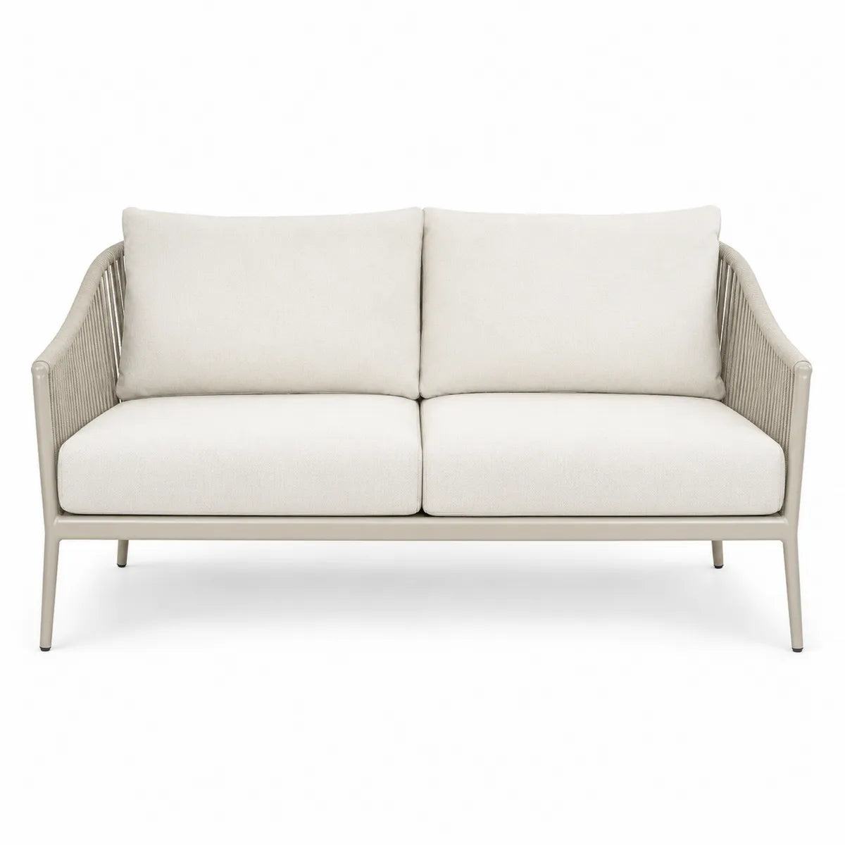 Sofa ogrodowa 2-osobowa beżowa aluminium 150 cm