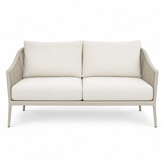 Sofa ogrodowa 2-osobowa beżowa aluminium 150 cm