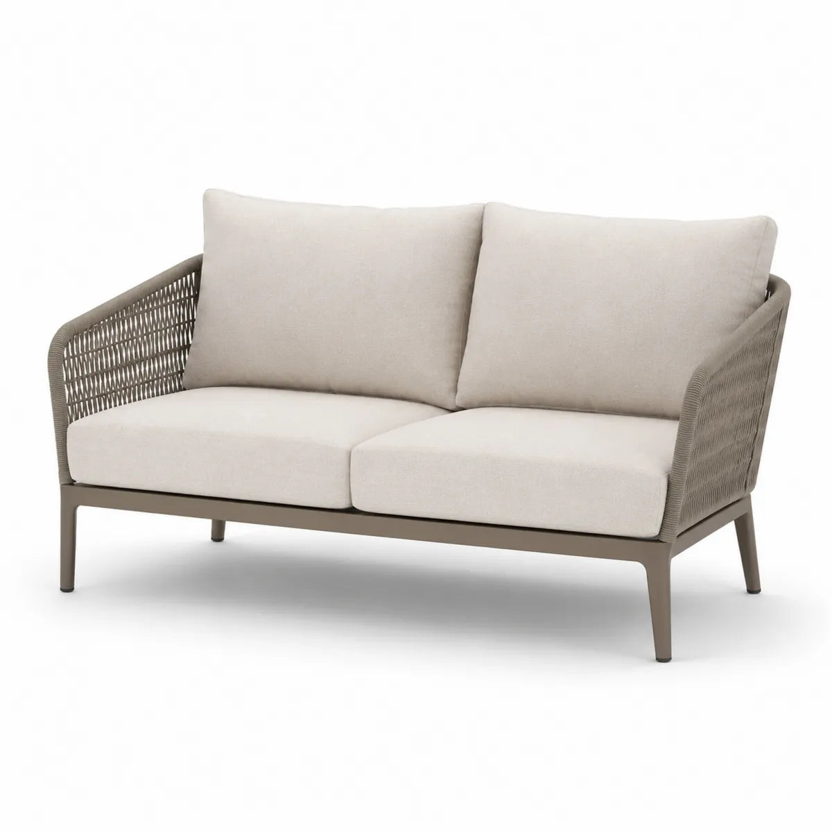 2-osobowa sofa ogrodowa beżowa stalowa poliester 150x80x75 cm