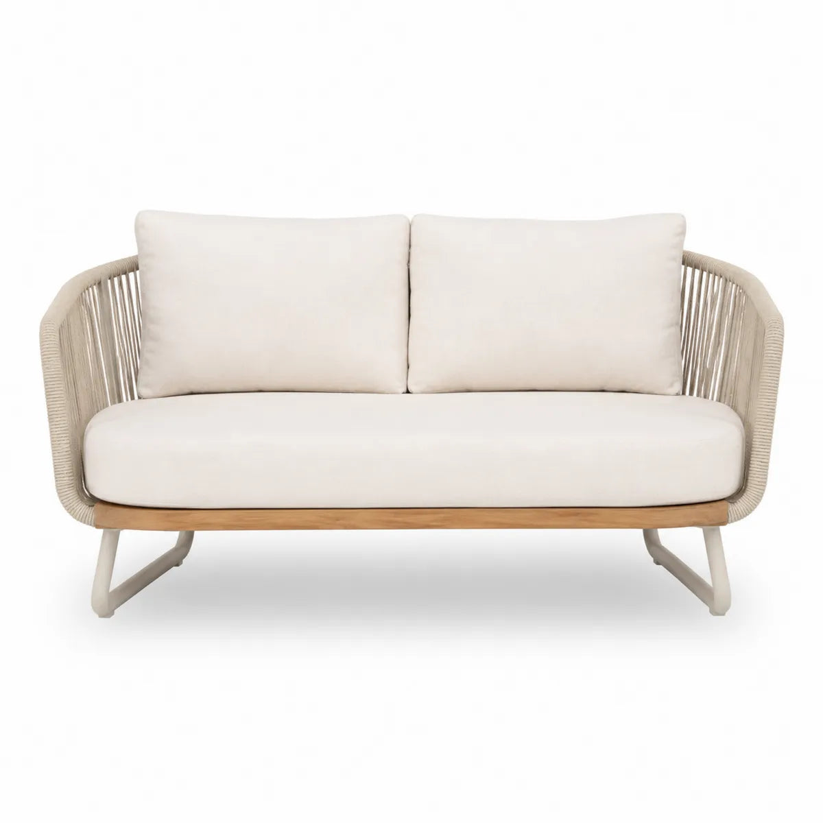 Sofa ogrodowa 3-osobowa z tkaniny poliestrowej i aluminium