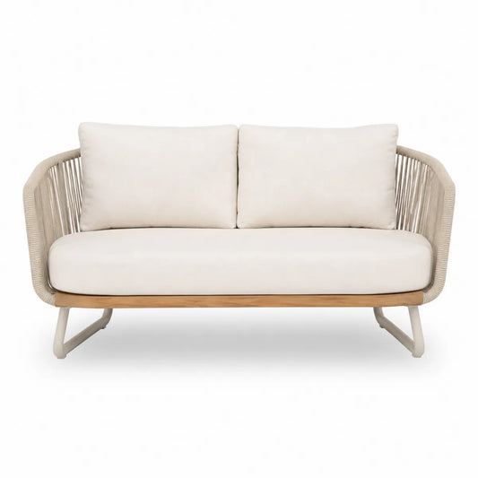 Sofa ogrodowa 3-osobowa z tkaniny poliestrowej i aluminium