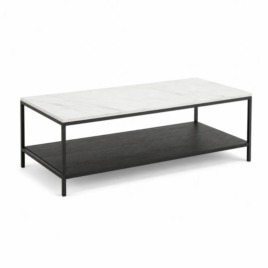 Prostokątny stolik kawowy marmurowy z metalową ramą 120x60x40 cm