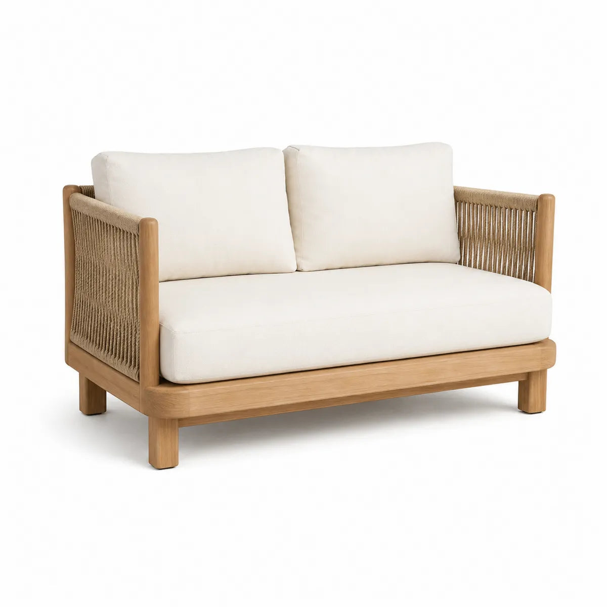 Sofa ogrodowa dwuosobowa z drewna i poliestru, 150 cm