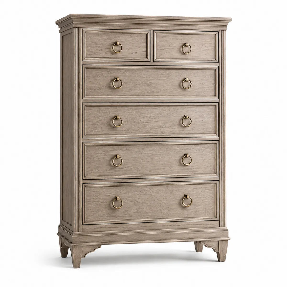 Komoda drewniana dębowa z 6 szufladami szara