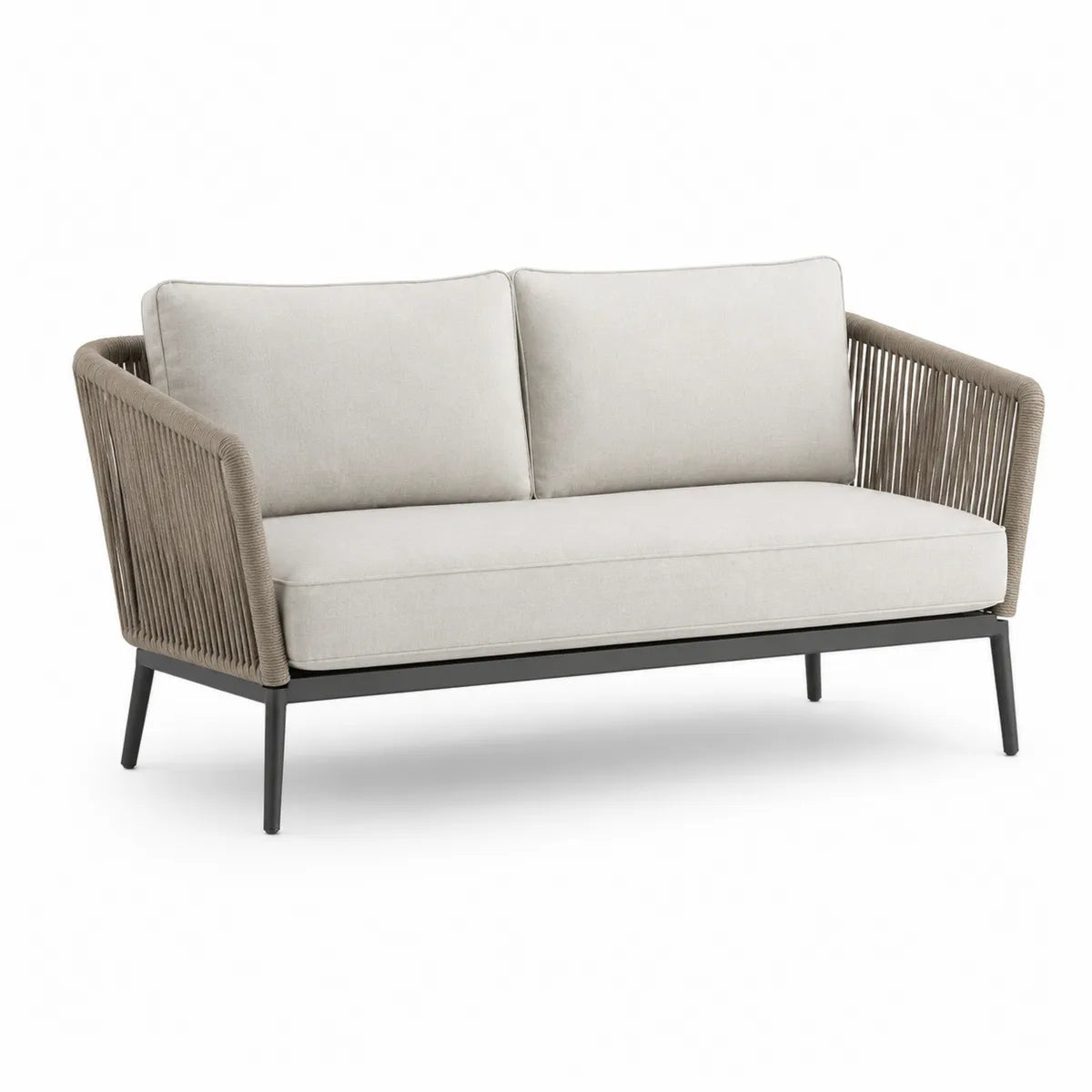 2-osobowa sofa ogrodowa beżowa aluminium poliester 140 cm