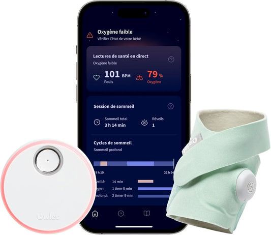 Owlet, Dream Sock ® Mint, do inteligentnego systemu nadzoru nad dziećmi, śledzenia na żywo częstotliwości kardycznej i tlenu żywności