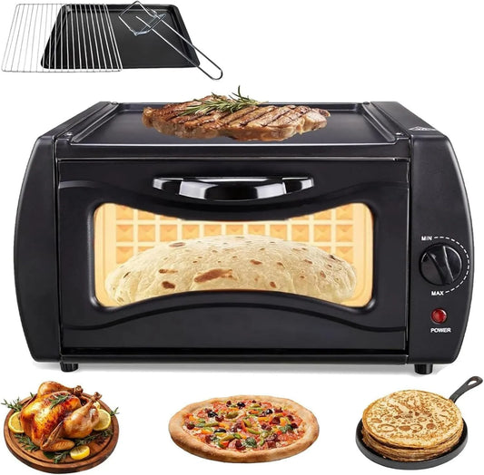 Piec do pizzy, 2100 W, Elektryczny piekarnik Tandoori, dwustronne ogrzewanie, przenośny piec do pizzy, urządzenie do robienia naleśników i