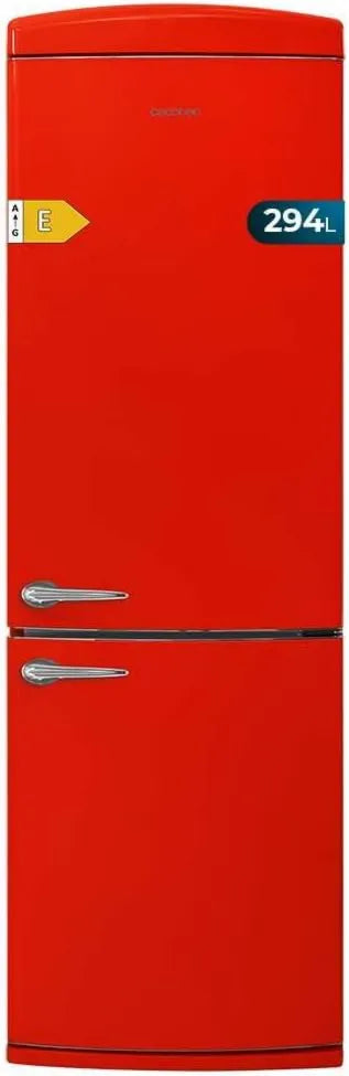 Cecotec lodówka, Bolero CoolMarket Combi kombinowana, 294 l, No Frost, z zamrażarką, czerwony, Wysokość 190 cm i szerokość 60 cm, Ultra Fresh