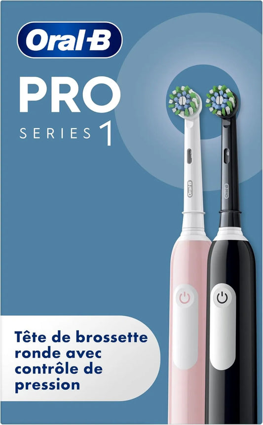 Oral-B, 2 szczotki, czarne, nawilżające-B Pro 1 elektryczne szczotki do zębów, różowe