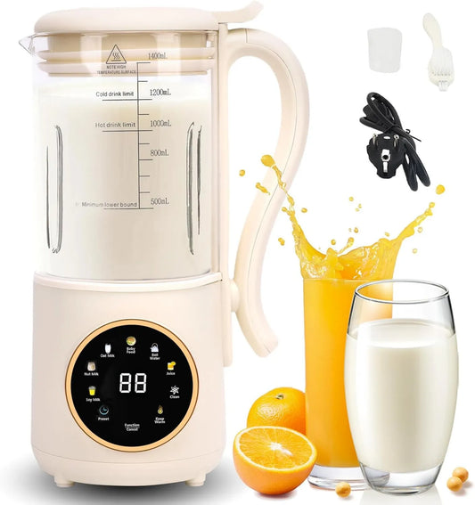 HISUEKIG blender kielichowy, Maszyna do mleka, maszyna do mleka roślinnego i mleka orzechowego, 1400 ml, do mleka roślinnego bez mleka mlecznego