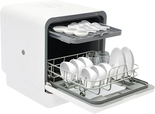 Xigner zmywarka kompaktowa, Zmywarka, 6 l, 1100 W, 4 programów, higiena, kemping, 2 strefy temperaturowe, biały, camper, dla apartamentów