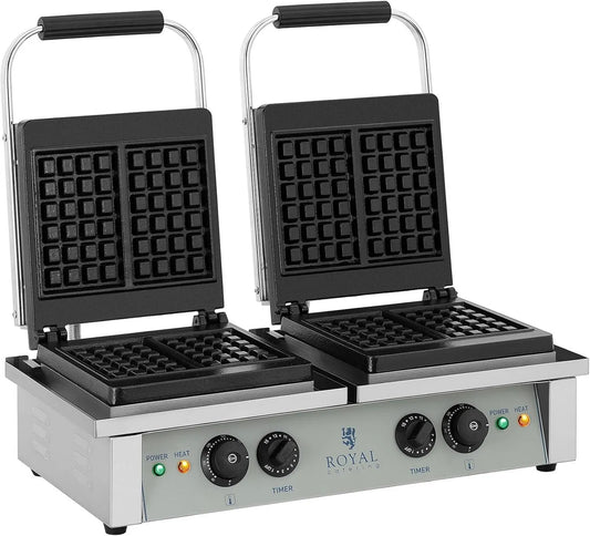 Royal Catering gofrownica / opiekacz, RCWM- 4000- E Gaufres maszyny, gofry elektryczne, 37x62, 5x50 cm, 2000 W, 17 cm, zegar, remont, odlewane żelazo RCWM-4000-E