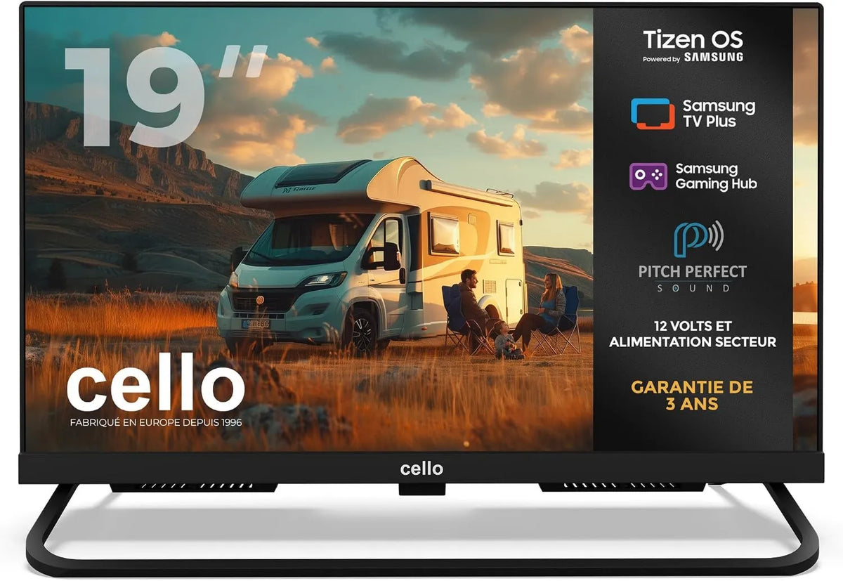 Cello, Samsung CTRAV- 19TZ Smart TV, 19 cali, 12 V, TV, Tizen OS, potrójny tuner DVB- T2, S2, Bluetooth, kemping, CTRAV- 19TZ Smart TV 19 '12 V CTRAV-19TZ DVB-T2