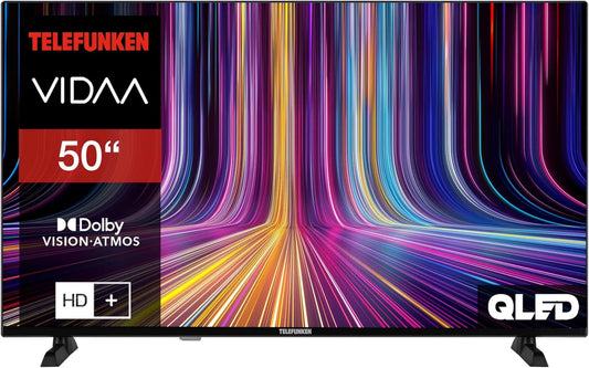QU50VP750S telewizor Smart TV, Telefunken QLED VIDAA Smart TV 50' 4K UHD, HDR z Dolby Vision, Dolby Atmos, potrójny tuner i 6 miesięcy HD+ w zestawie