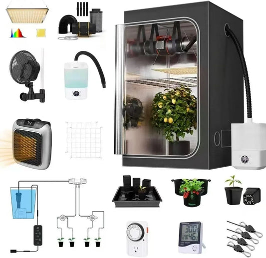 Generic, Wentylator, wentylator do obiegu powietrza, nawilżacz, pełny zestaw namiotowy z pełnym spektrum LED z filtrami węglowymi