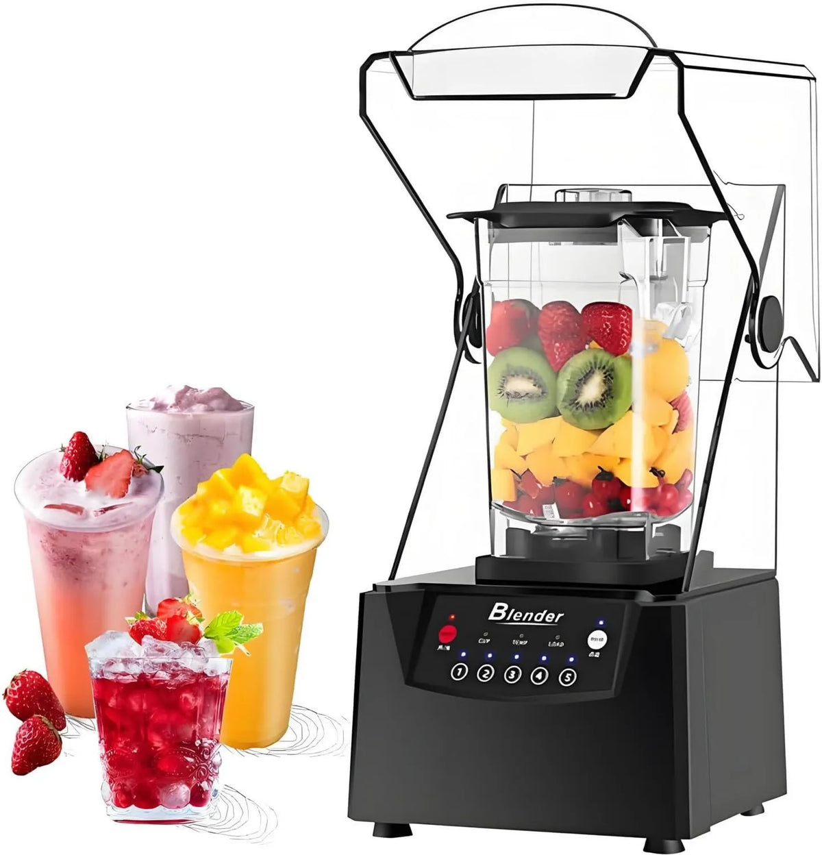 AiODiO blender kielichowy, Mikser, 2200 W, 220 V, profesjonalny, cichy, 17000 TR / Min, 5 prędkości