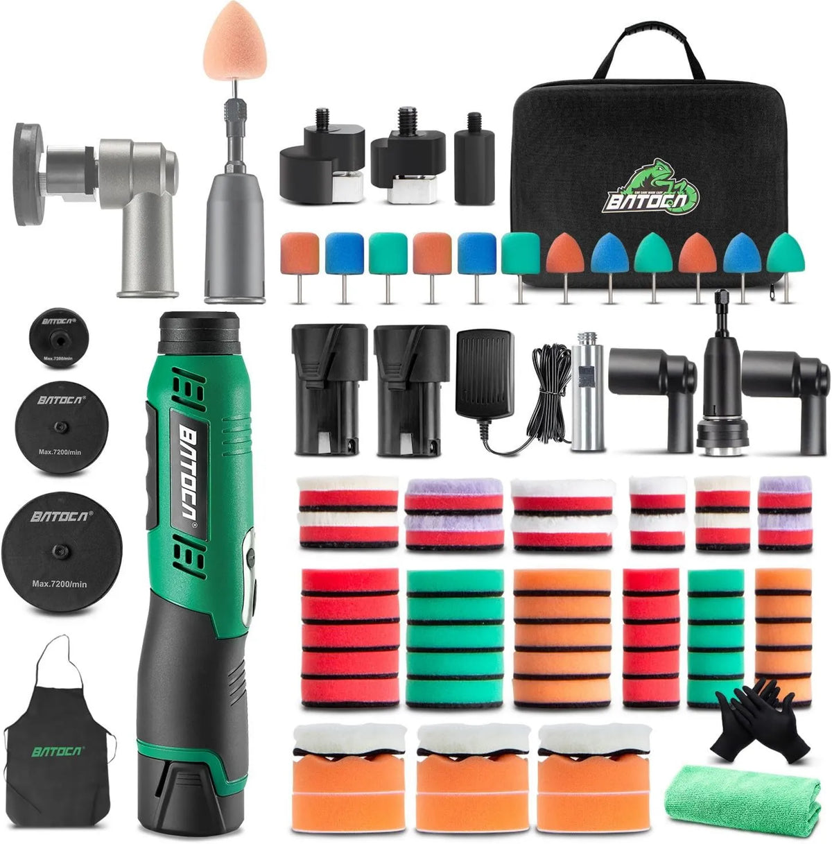 BATOCA, Polerka 25 mm / 50 mm / 75 mm, polerka elektryczna, 12 V, 25 mm, 50 mm, 75 mm, profesjonalna, bezprzewodowa, do detal i konserwacji farby 25 mm/50 mm/75 mm