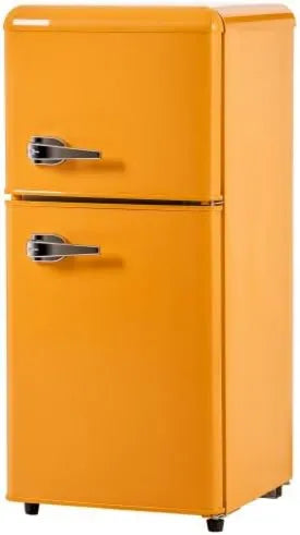 staronce minilodówka, Lodówka kombinowana, 60 l, 88, 8 x 45, 5 x 42, 5 cm, lodówka z zamrażarką, lodówka sypialna do biura i kuchni, żółty