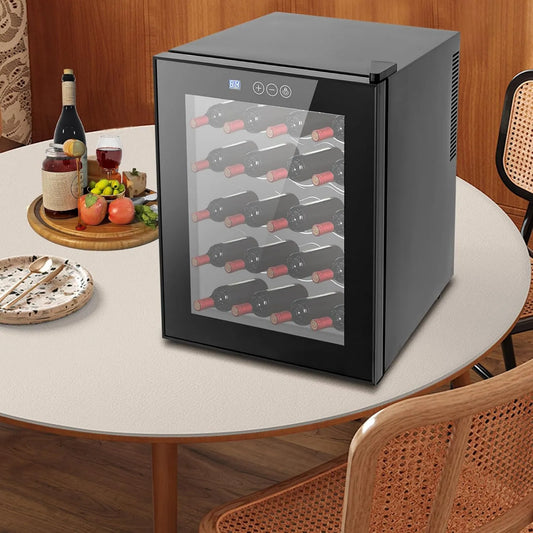 OMGGYER chłodziarka do napojów, Elektryczna piwnica z winem, 48 l, 20 butelek, szafka na wino, 2 strefy temperatur, oświetlenie LED, na zewnątrz, samotność, regulowana temperatura