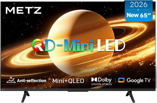 Metz telewizor, Google MNH7000Z Smart TV, 65 cali, TV, 4K UHD, QLED, HDR, Dźwięk Dolby, Bluetooth, 2026 Nowy model, 164 cm, Mini LED Smart TV 65